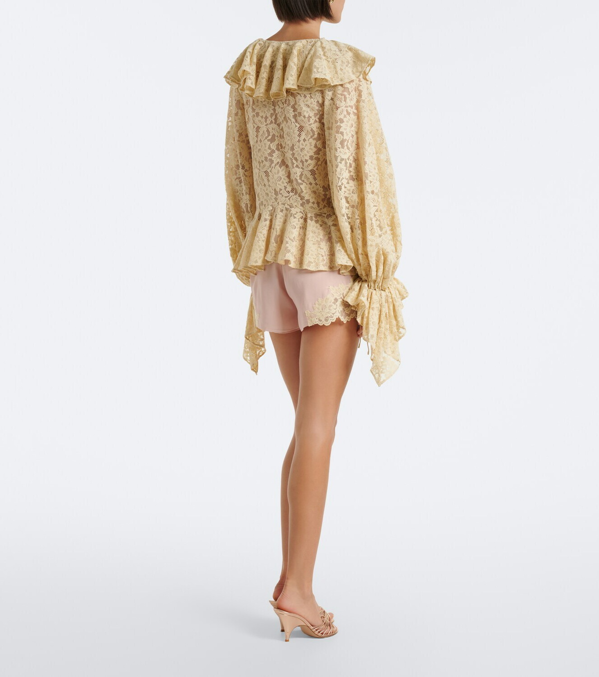 De La Vali Elia lace-trimmed crêpe de chine shorts