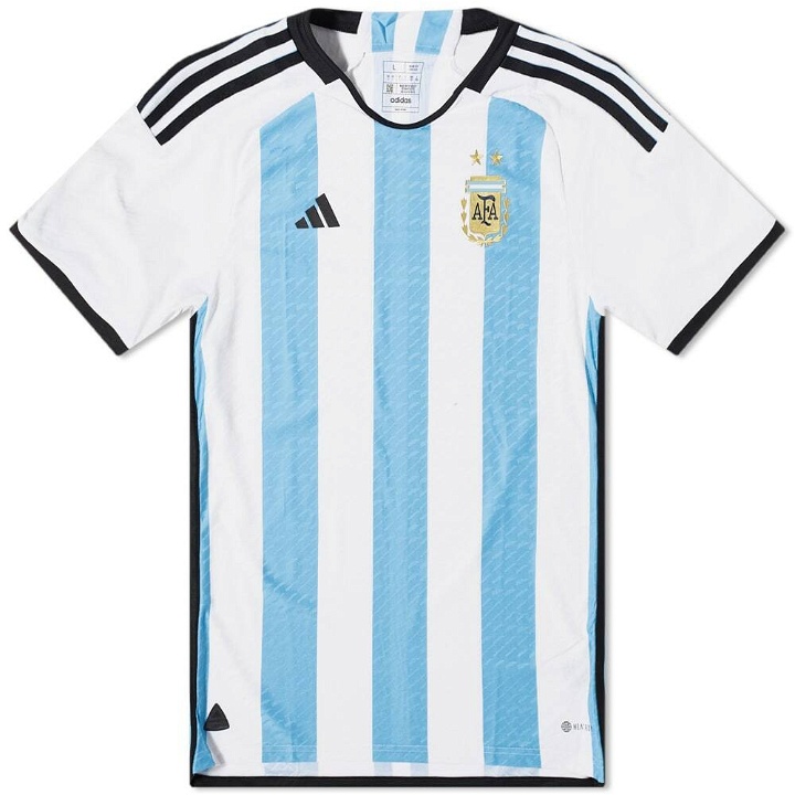 Photo: Adidas Men's Argentina FA Home Authentic Jersey in White/Light Blue