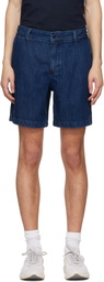 BOSS Blue Elasticized Waistband Denim Shorts
