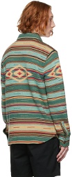 RRL Green & Multicolor Jacquard Knit Work Shirt