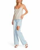 Steve Madden Hide And Sequin Top in Silver