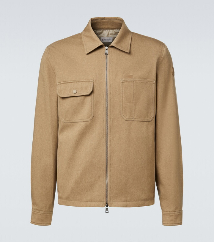 Photo: Moncler Leather-trimmed cotton jacket