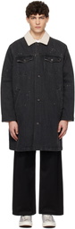 UNDERCOVER Black Sherpa Fleece-Lined Denim Coat