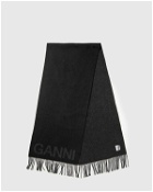 Ganni Fringed Wool Scarf Black - Womens - Scarves