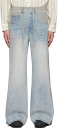 C2H4 Gray & Blue Paneled Jeans