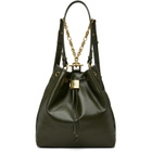 BALMAIN Green Pulse Calfskin Leather Backpack