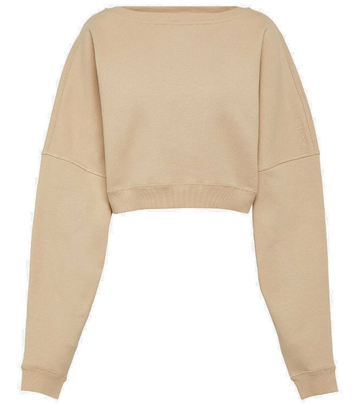 Photo: Saint Laurent Cropped cotton fleece sweatshirt