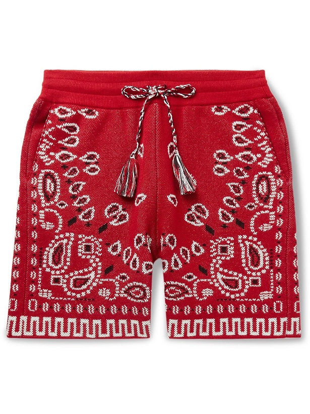 Photo: Alanui - Straight-Leg Bandana-Jacquard Cotton-Blend Drawstring Shorts - Red