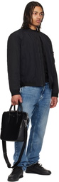 BOSS Black Structured Leather Logo Lettering Briefcase