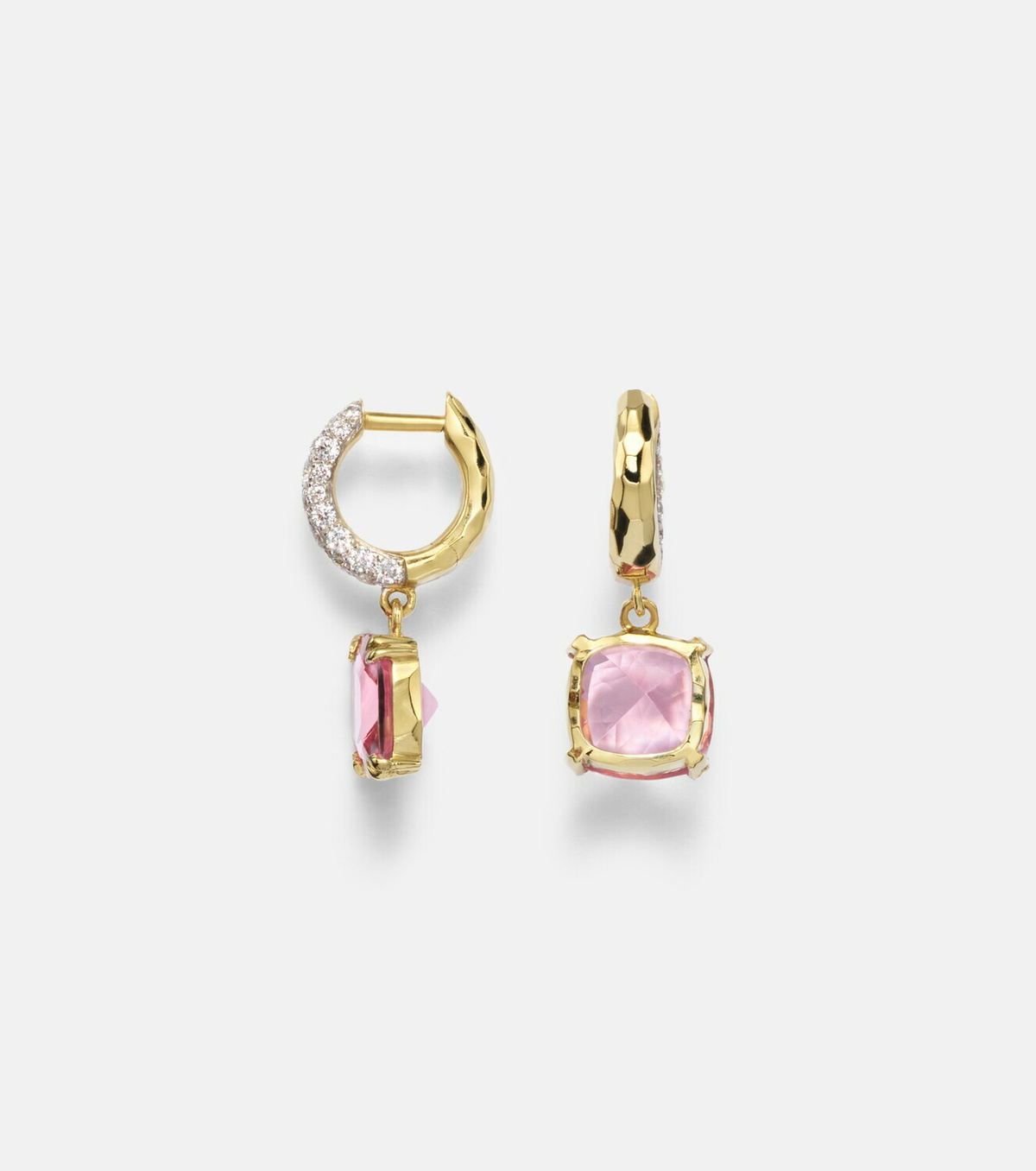 Octavia Elizabeth Cobblestone Micro 18kt gold hoop earrings with morganites and diamonds