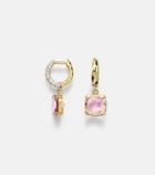 Octavia Elizabeth Cobblestone Micro 18kt gold hoop earrings with morganites and diamonds