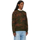 Dime Green & Brown Camo Chenille Knit Sweater