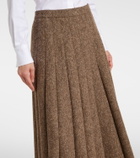 Brunello Cucinelli Pleated wool-blend tweed midi skirt