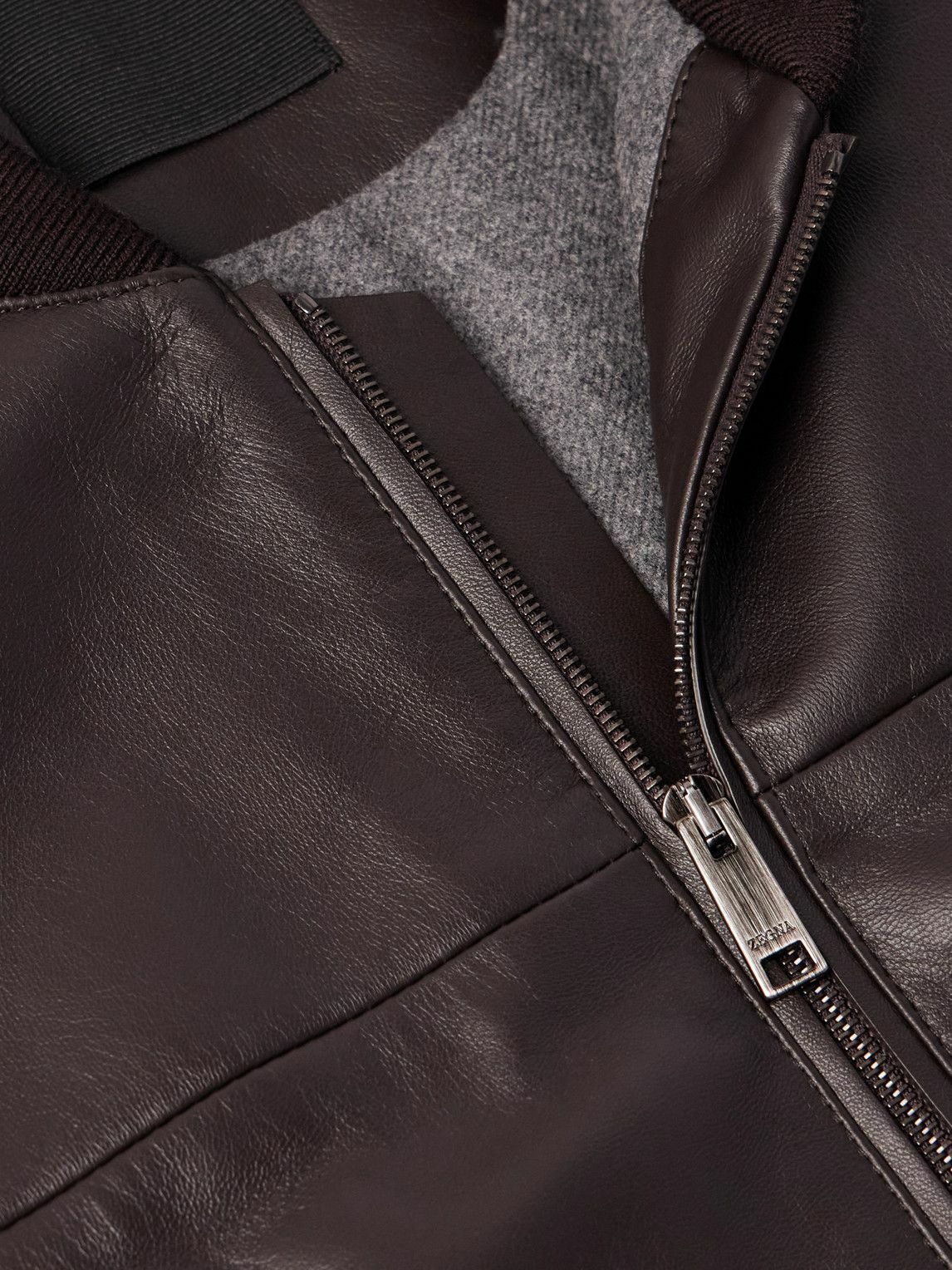Zegna - Slim-Fit Leather Jacket - Brown
