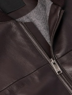 Zegna - Slim-Fit Leather Jacket - Brown