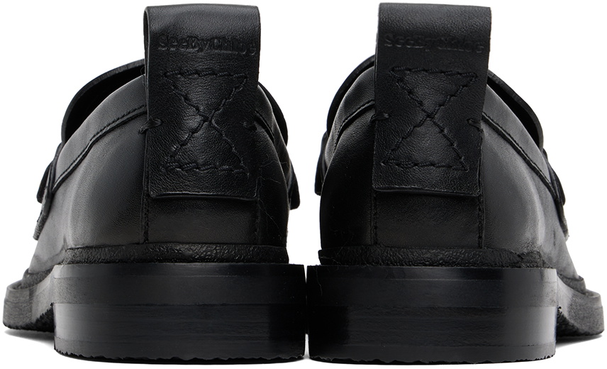 【関税込み】See by Chloe ブラック Signature 1 ローファー See by Chloé Signature 1 Loafers In Black Leather | italist