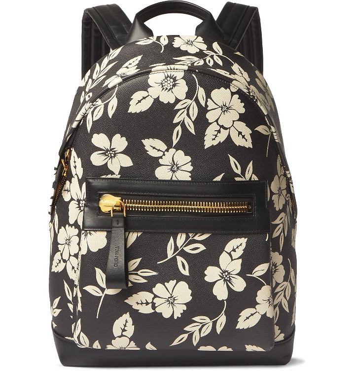 Photo: TOM FORD - Floral-Print Full-Grain Leather Backpack - Black