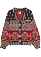 Farm Rio Ainika Groove Patterned Cotton Cardigan Multicoloured