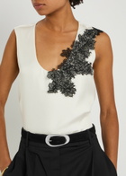 Rohe Lace-embellished Silk top Cream