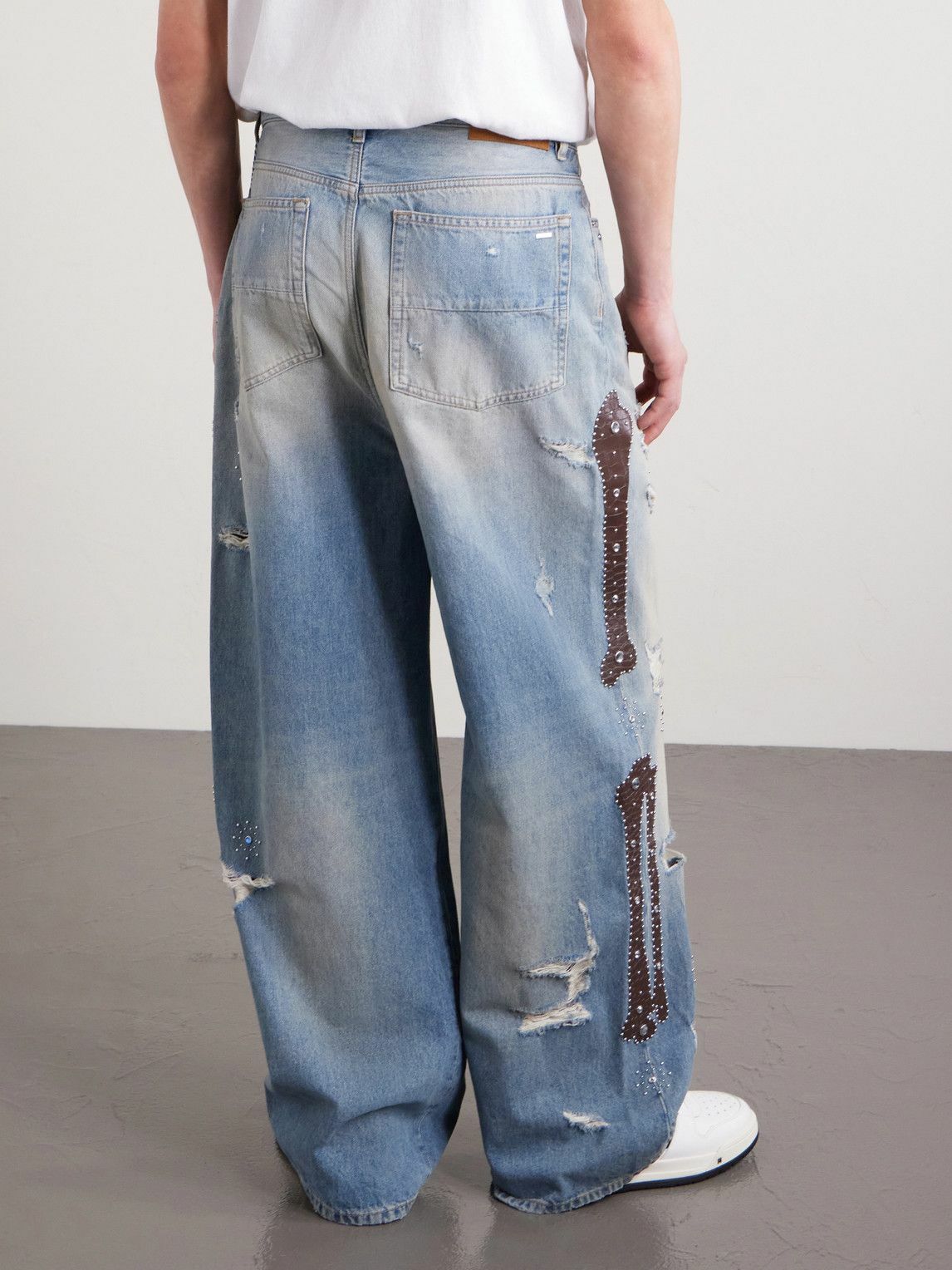 AMIRI - Straight-Leg Distressed Studded Jeans - Blue Amiri