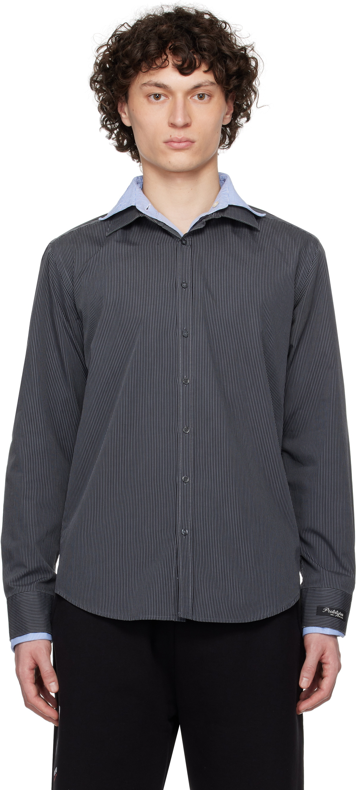 prototypes ブラック Wrapped L.S. ポロシャツ prototypes ブラック