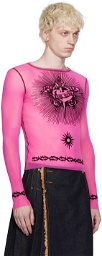 Jean Paul Gaultier Pink Flocked Long Sleeve T-Shirt
