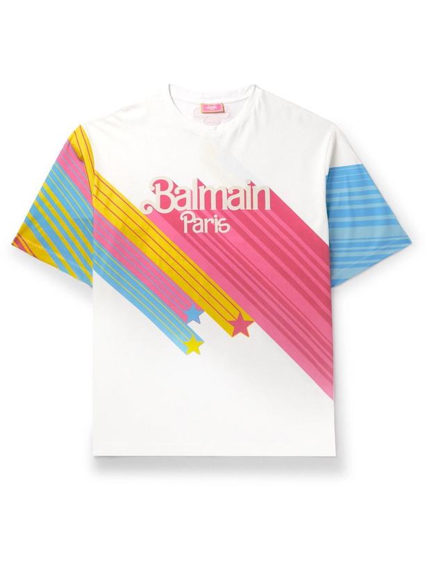 Photo: Balmain - Barbie Logo-Print Cotton-Jersey T-Shirt - White