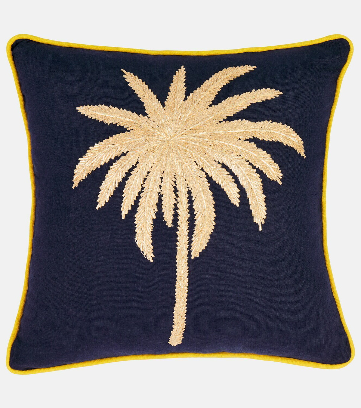 Les-Ottomans Tropical embroidered linen cushion