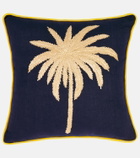 Les-Ottomans Tropical embroidered linen cushion
