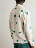Kartik Research - Camp-Collar Embellished Embroidered Cotton-Jacquard Shirt - Neutrals