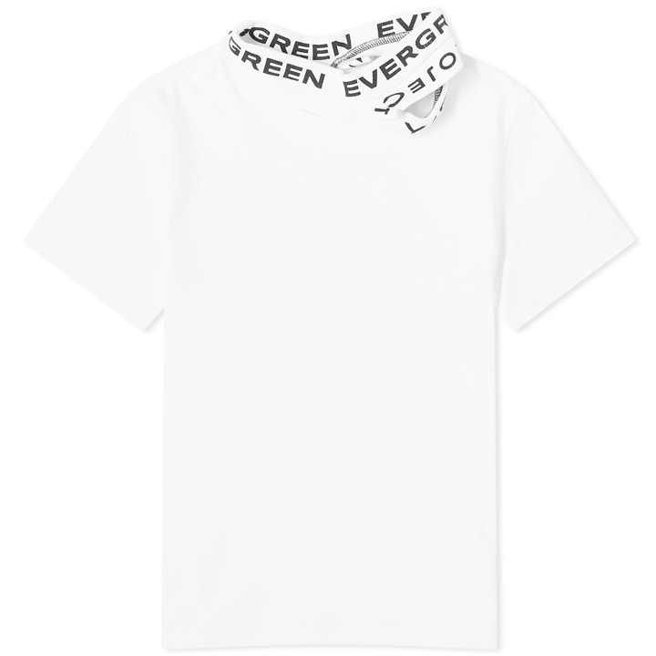 Photo: Y/Project Women's Evergreen Triple Collar Fitted T-Shirt in Evergreen Optic White