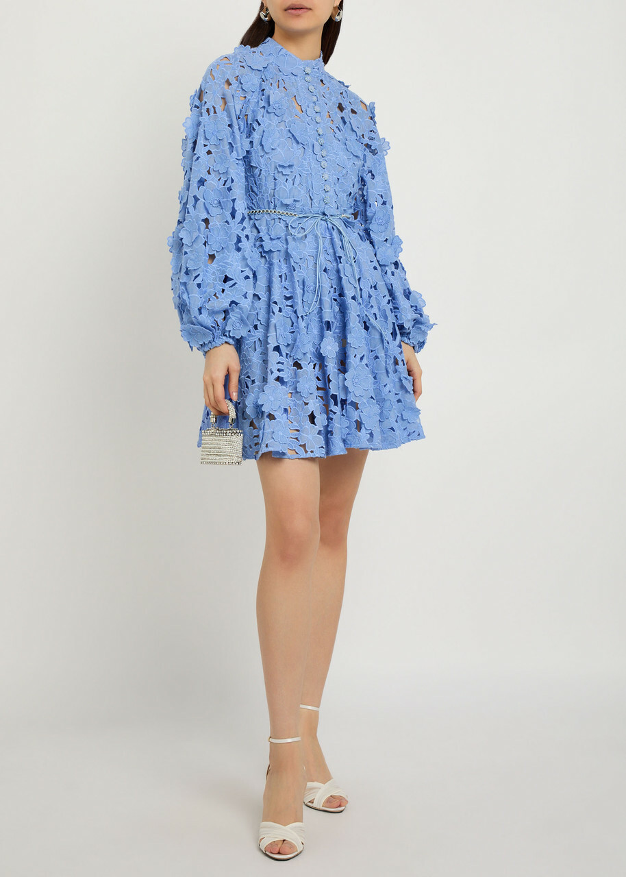 Zimmermann Patience Floral-embroidered Cotton Mini Dress Multicoloured 1