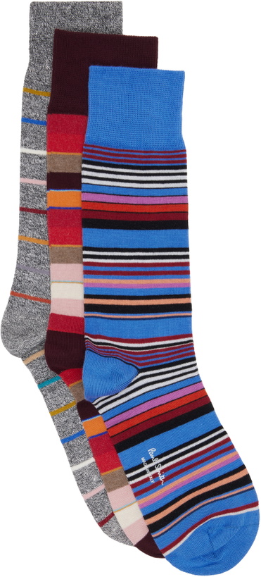 Photo: Paul Smith Three-Pack Multicolor Stripe Socks