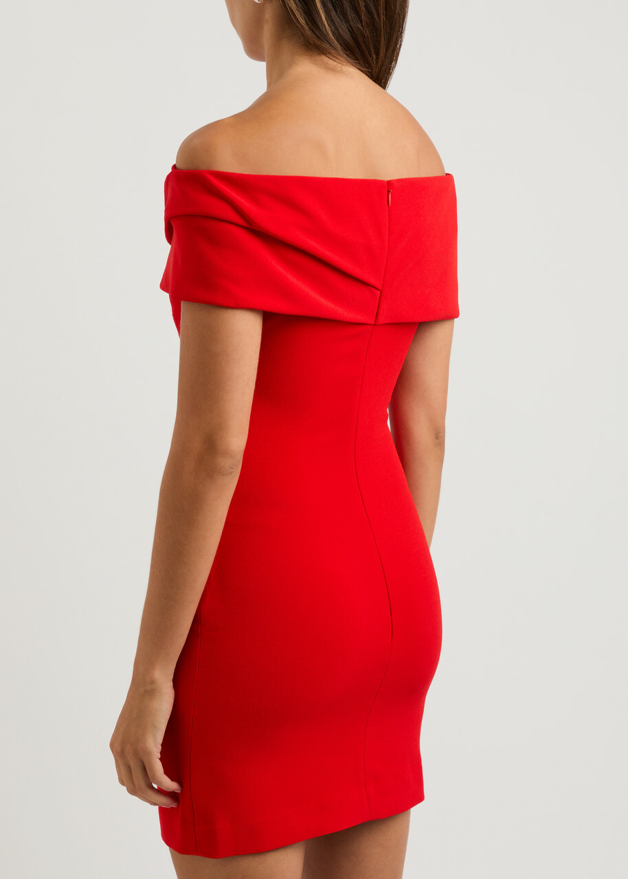 Solace London Neve Off-the-shoulder Mini Dress Red
