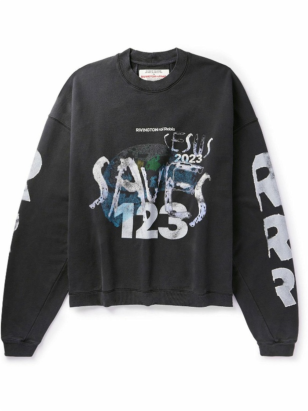 Photo: RRR123 - Cesus Saves World Tour Logo-Print Cotton-Jersey Sweatshirt - Black
