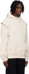 HELIOT EMIL Beige Outline Logo Hoodie