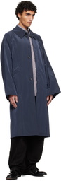 Hed Mayner Navy Crinkled Trench Coat