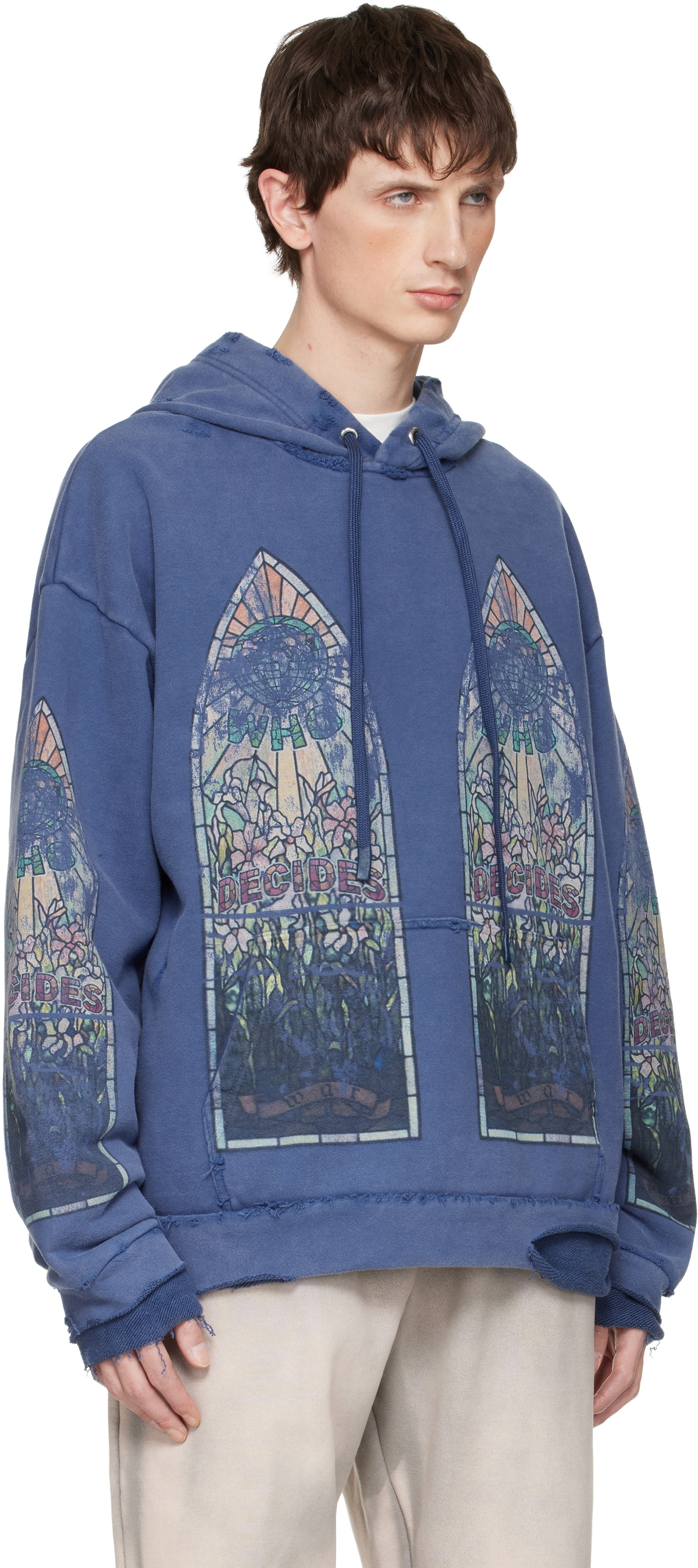 Who Decides War Blue Faded Hoodie