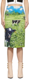 Moschino Multicolor Cow Print Midi Skirt