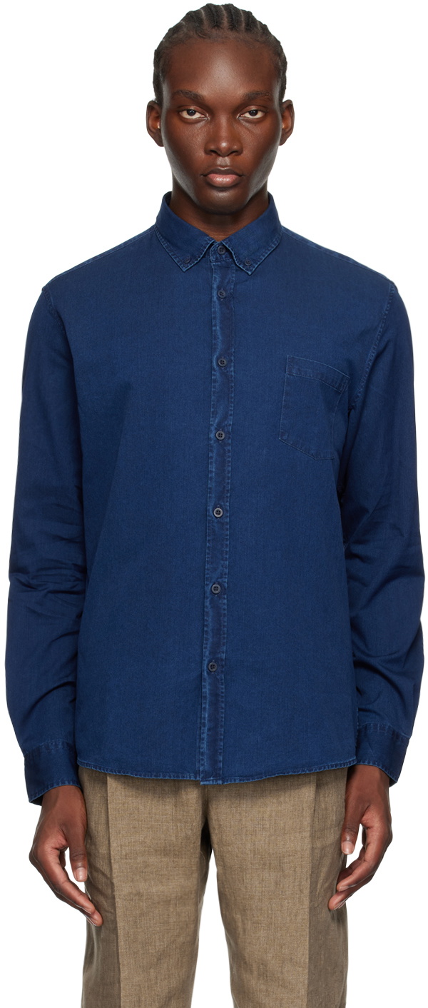 Sunspel Indigo Button-Down Denim Shirt Sunspel