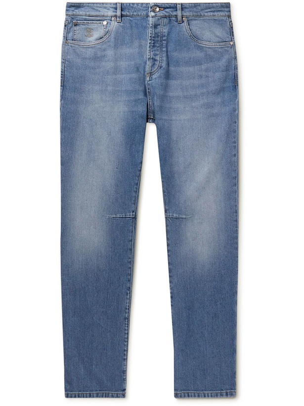 Photo: Brunello Cucinelli - Slim-Fit Tapered Jeans - Blue