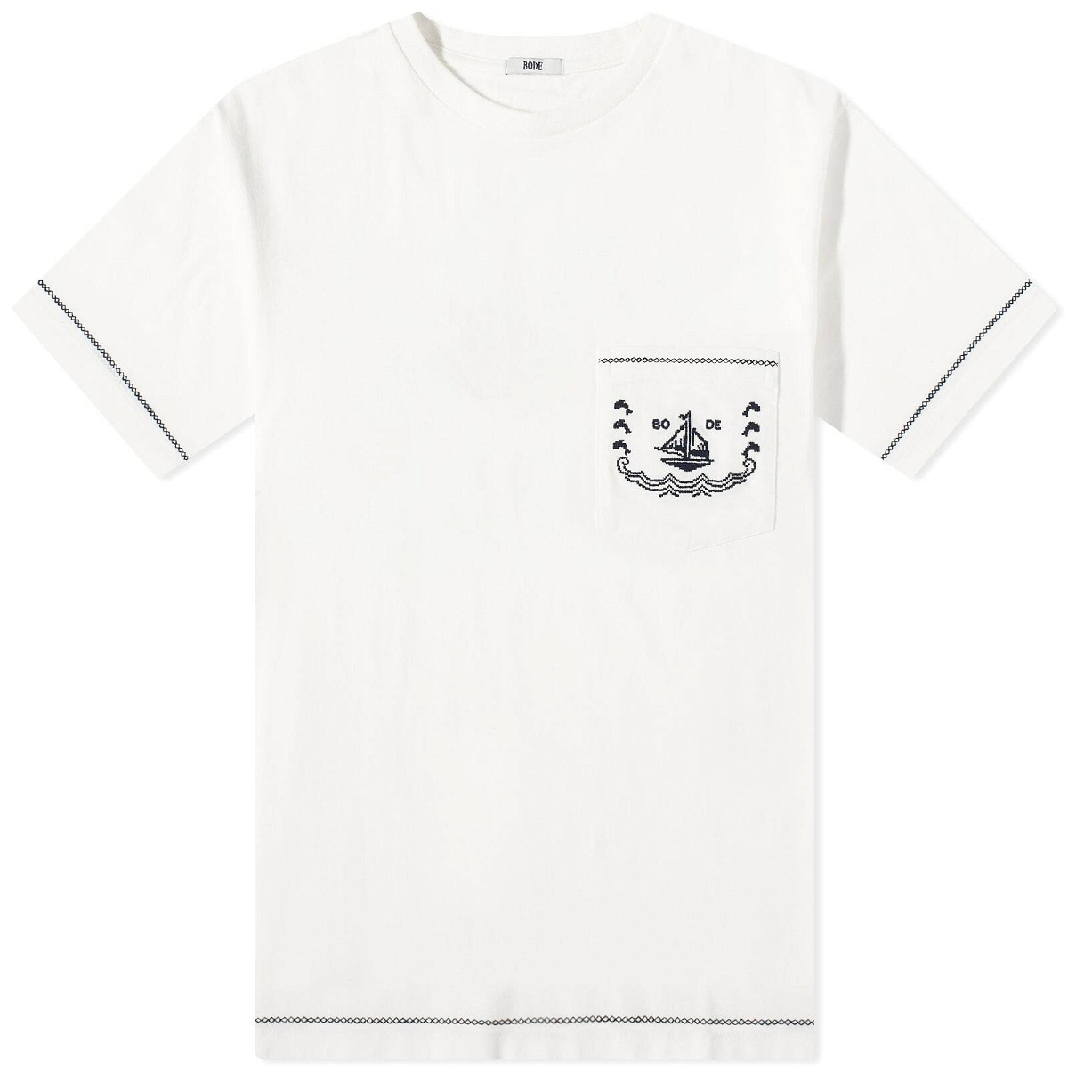 Bode Men's Sailboat Pocket T-Shirt in Cream Bode
