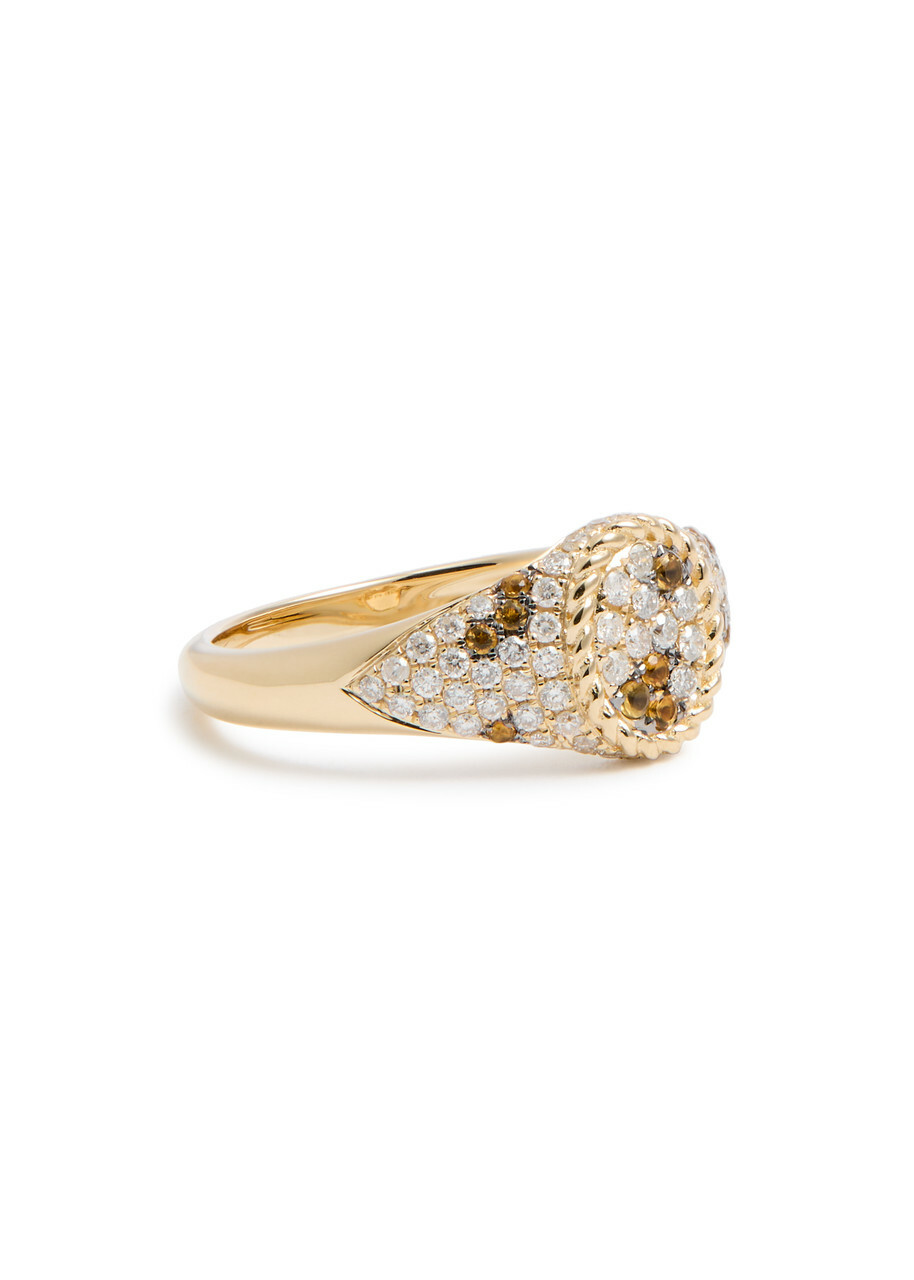 Yvonne Leon Baby Chevalière Ovale Léopard 9kt Gold Signet Ring