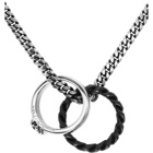 Alexander McQueen Silver and Black Rings Necklace