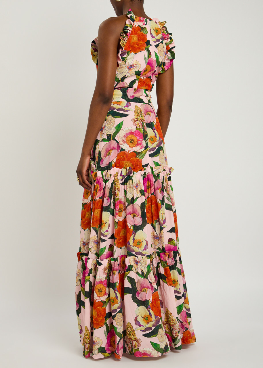 Borgo DE Nor Tatiana Floral-printed Linen-blend Midi Dress Pink