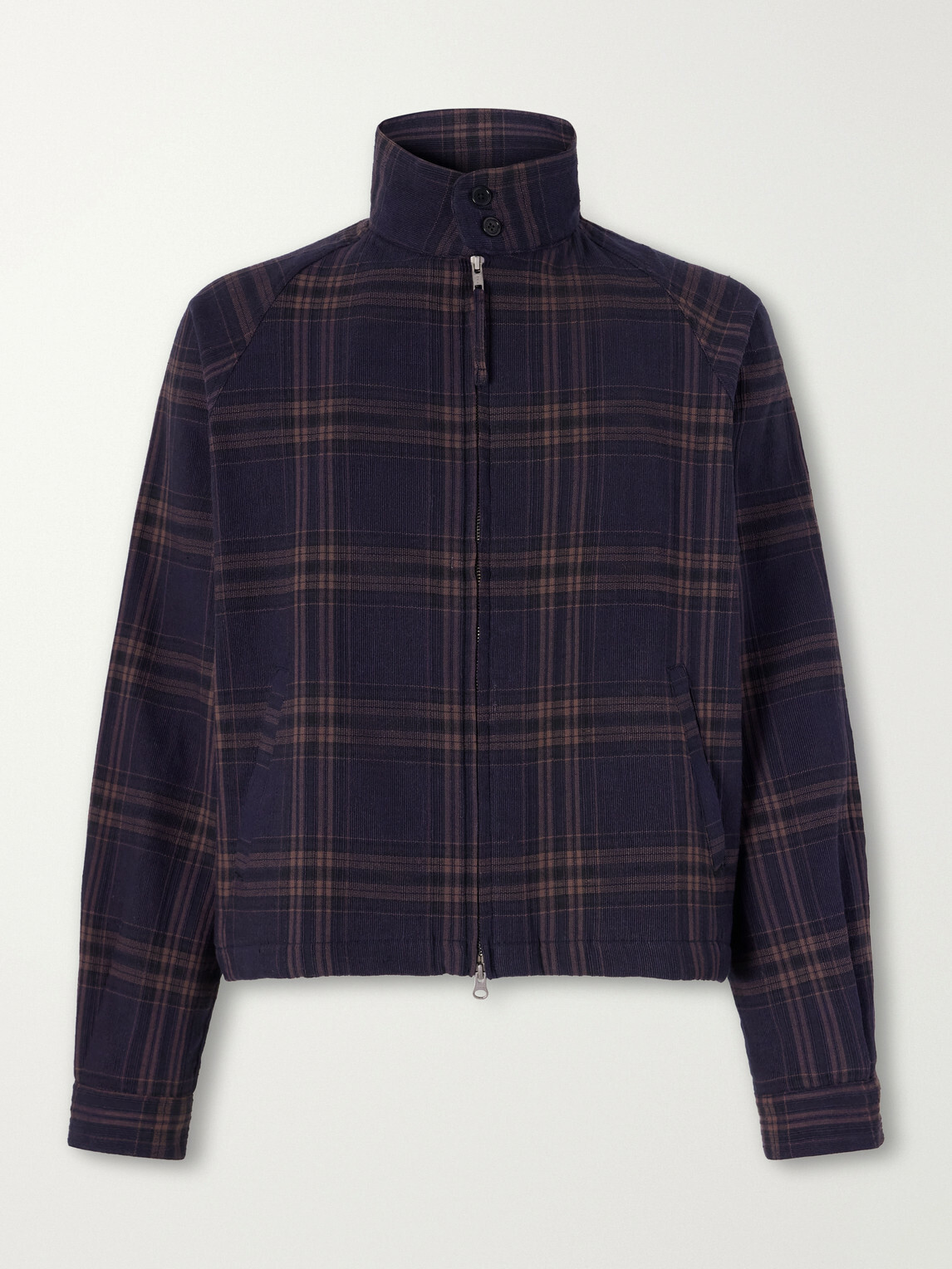 Kardo - Stanley Embroidered Checked Cotton Bomber Jacket - Blue