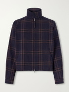 Kardo - Stanley Embroidered Checked Cotton Bomber Jacket - Blue