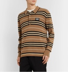 Burberry - Striped Merino Wool Polo Shirt - Brown