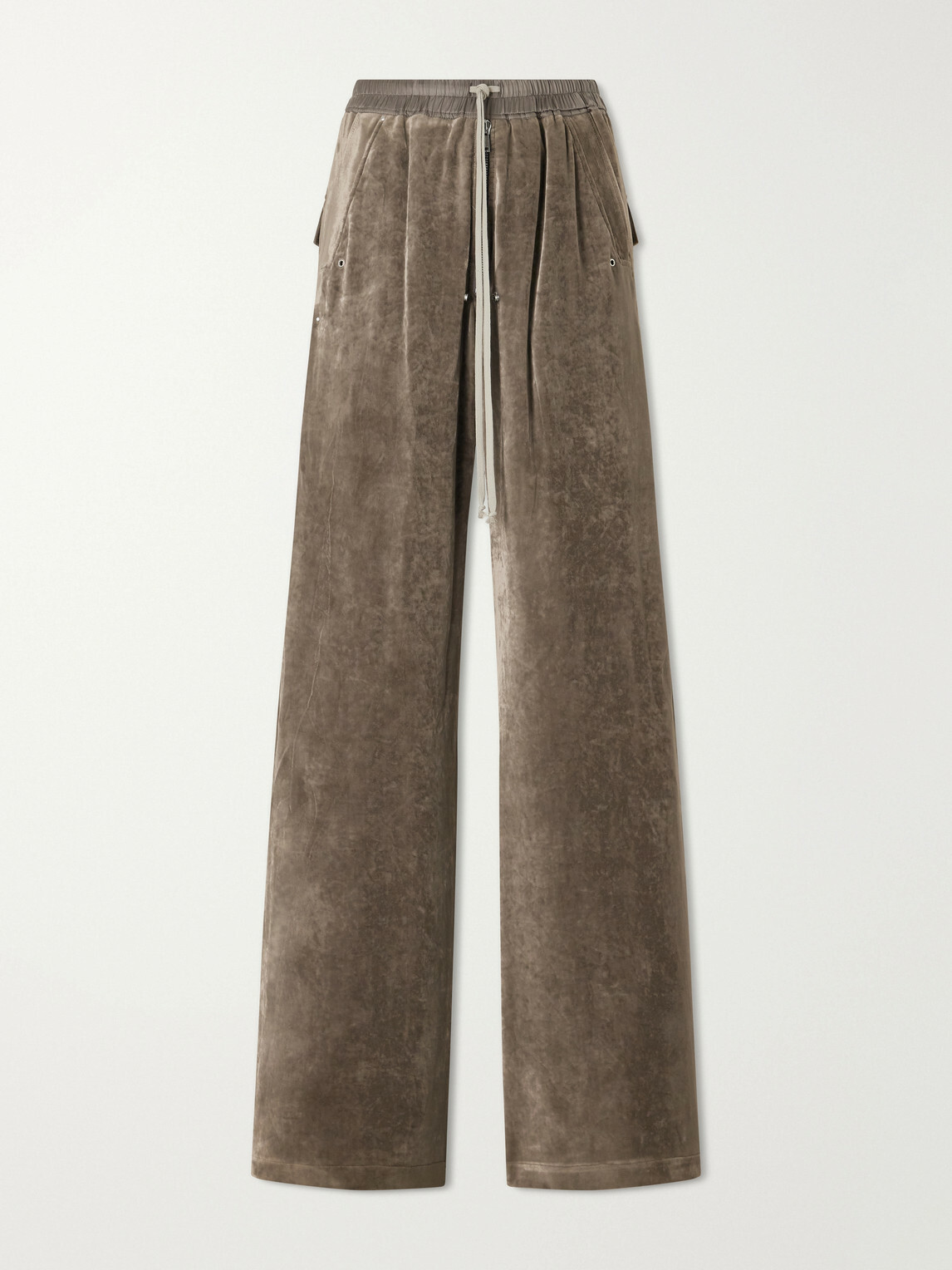 Rick Owens - Bela Wide-Leg Drawstring Velour Trousers - Neutrals