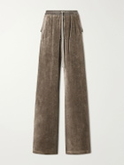 Rick Owens - Bela Wide-Leg Drawstring Velour Trousers - Neutrals